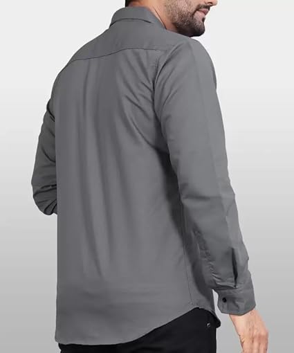 CB-COLEBROOK Men's Regular Fit Solid Soft Touch Cotton Casual Shirt with Pocket Design with Spread Collar & Full Sleeves (Available in Plus Size)