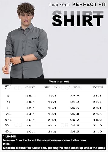 CB-COLEBROOK Men's Regular Fit Solid Soft Touch Cotton Casual Shirt with Pocket Design with Spread Collar & Full Sleeves (Available in Plus Size)