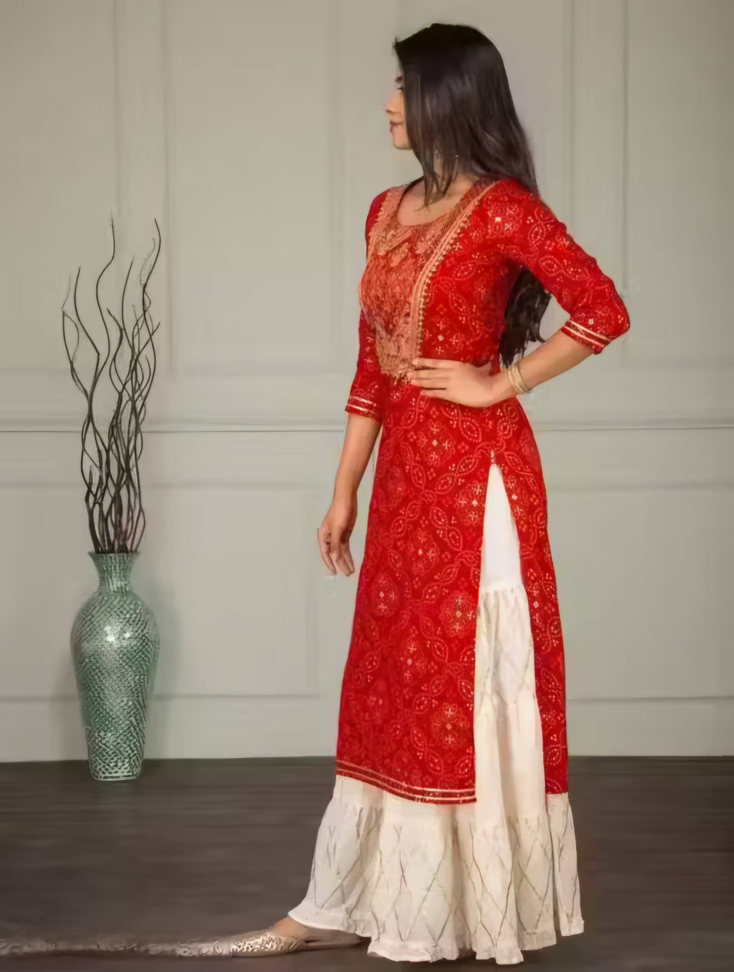 Women Viscose Rayon Kurta Sharara Set