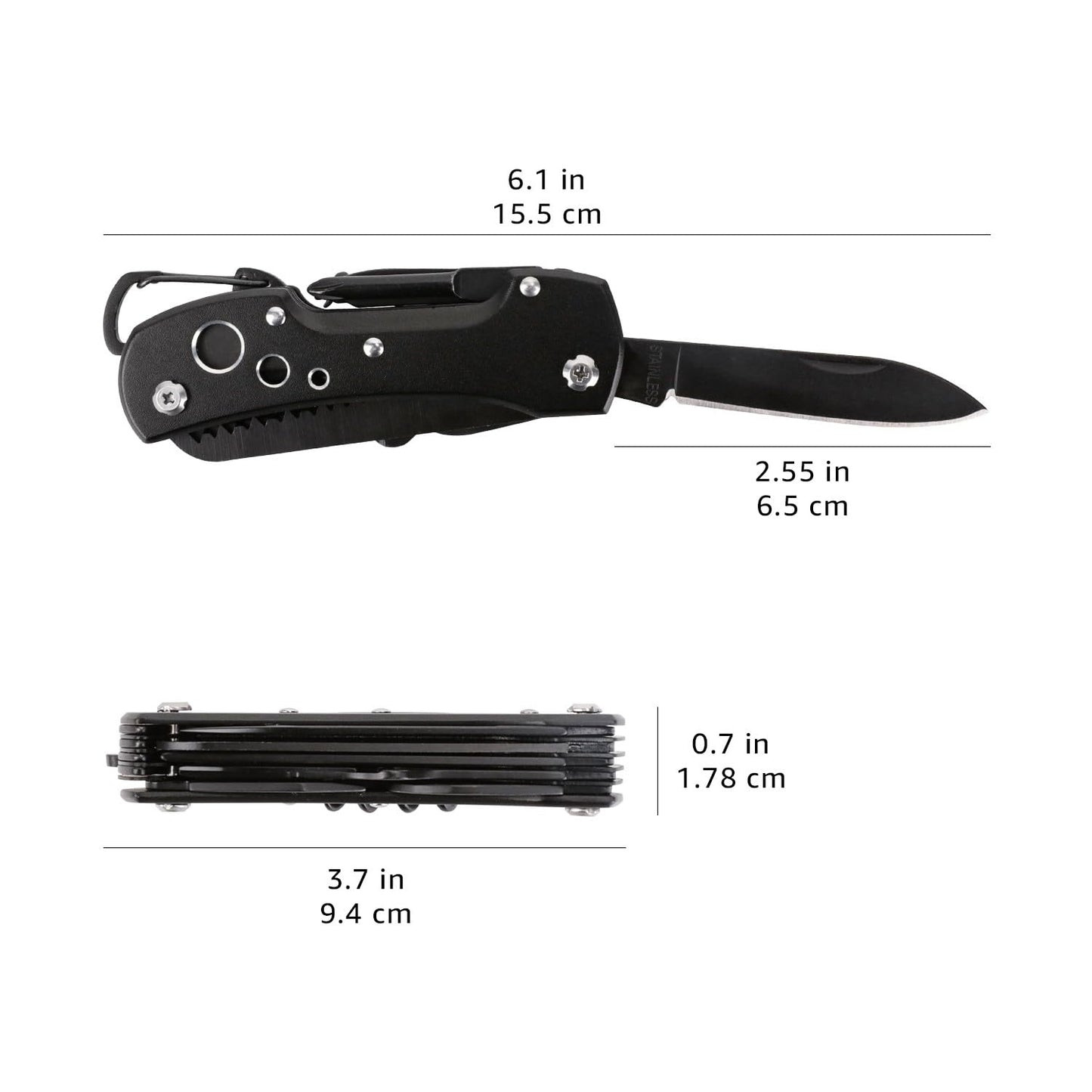 15-in-1 Multi-Tool Pocket Knife with Nylon Sheath