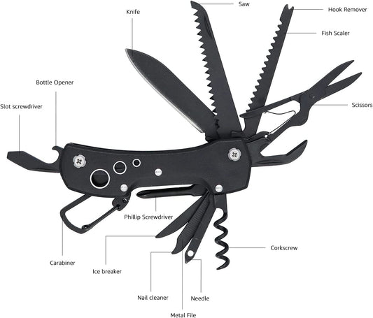 15-in-1 Multi-Tool Pocket Knife with Nylon Sheath