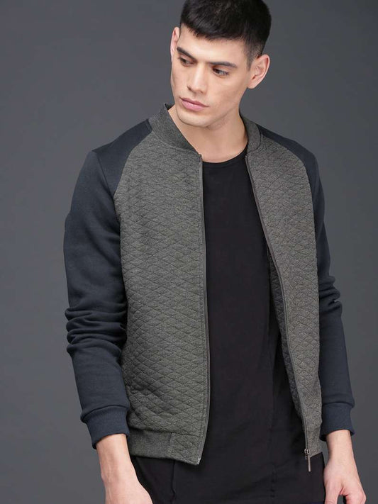WROGN Men Full Sleeve Color Block Sweatshirt