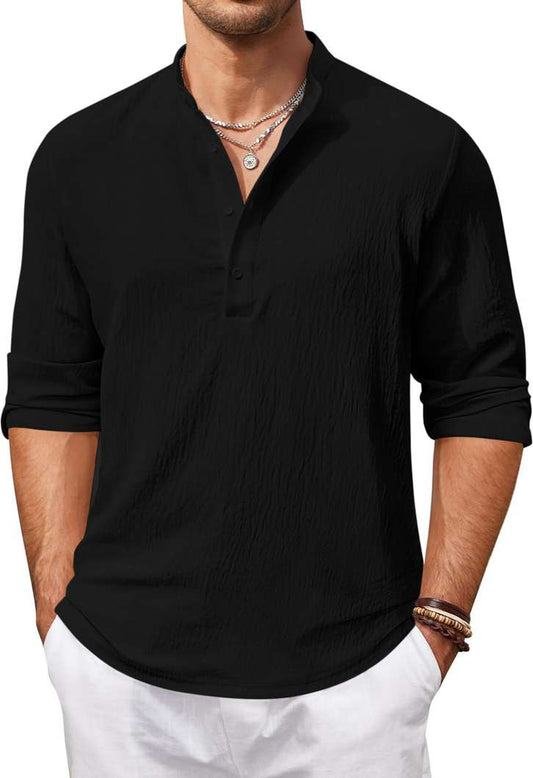HEMADHAV Men Solid Cotton Blend Straight Kurta (Black)