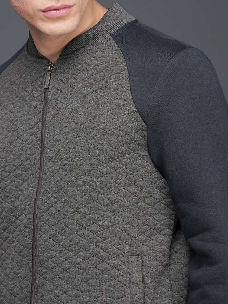 WROGN Men Full Sleeve Color Block Sweatshirt
